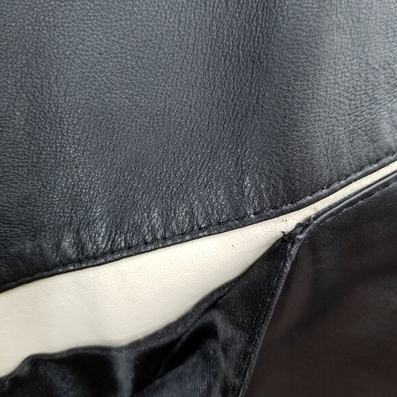 Silvia y Mario Womens Black Leather Jacket Lined Pockets Full Zip Argentina Sz M - Picture 16 of 16